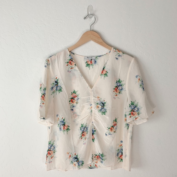 Madewell Tops - Madewell Silk Shirred-Front Top
